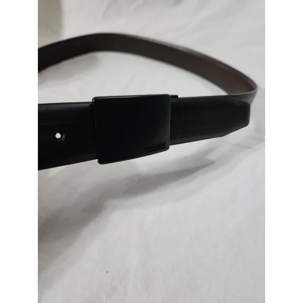 Kenneth Cole Reaction Mens Belt Black Brown Plaque Buckle Size L 38-40